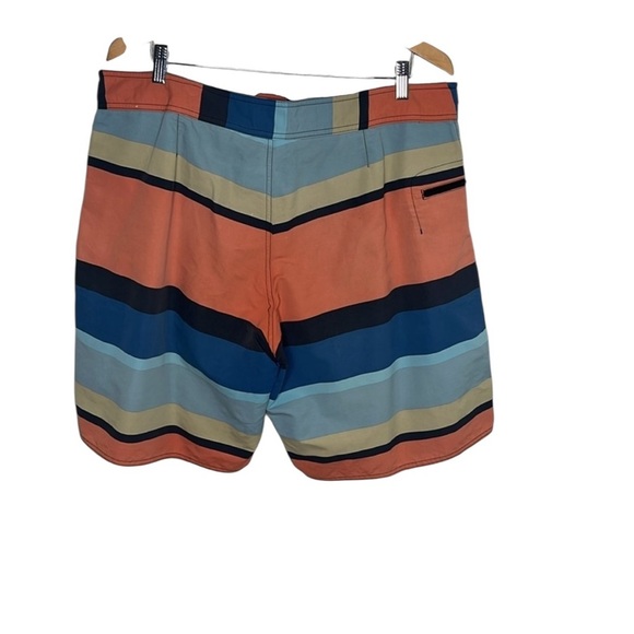 Patagonia Wavefarer Orange Blue Striped Board Shorts Men Size 38 BLEMISH - Picture 6 of 8